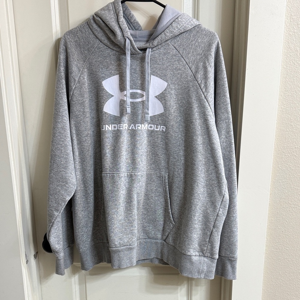 Under Armour Gray Pullover Hoodie with White Logo
